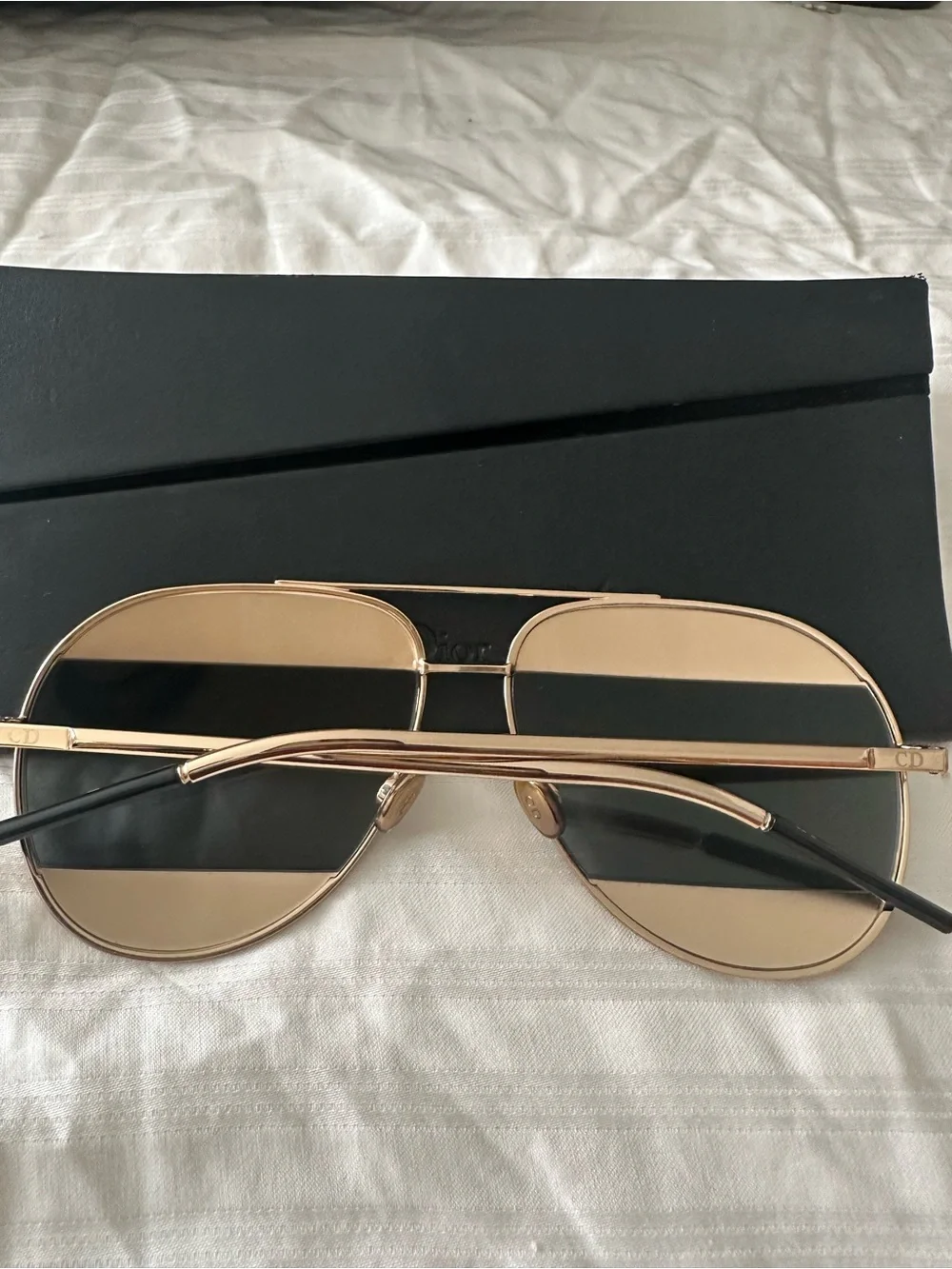 Dior Gold Aviator Sunglasses with Gradient Gray Lenses